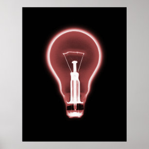 Póster VERMELHO do PRETO da AMPOLA do RAIO X do cartaz