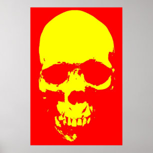Póster Vermelho e Amarelo Pop de Skull