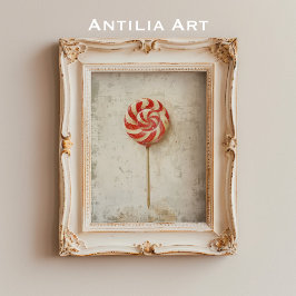 Poster Vermelho e branco, doce natalino Lollipop