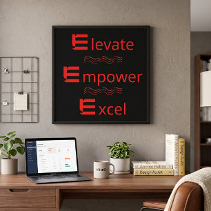Poster Vermelho e Preto Elevate Empower Excel Motivaciona