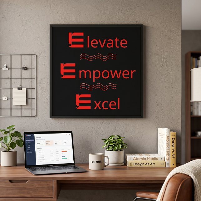Poster Vermelho e Preto Elevate Empower Excel Motivaciona (Criador carregado)
