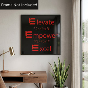 Poster Vermelho e Preto Elevate Empower Excel Motivaciona