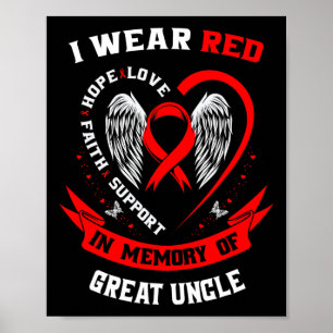 Poster Vermelho Em Memória Do Excelente Tio Doença Cardía