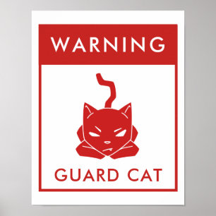Poster vermelho engraçado do gato   da guarda do