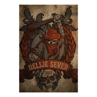 Póster Vermelho Estrela Belgrado Delije Sever 1989