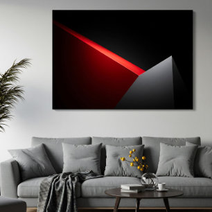 Poster Vermelho Intenso e Cinza Abstrato Minimalista
