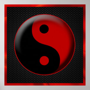 Póster VERMELHO PRETO 3D de YIN YANG