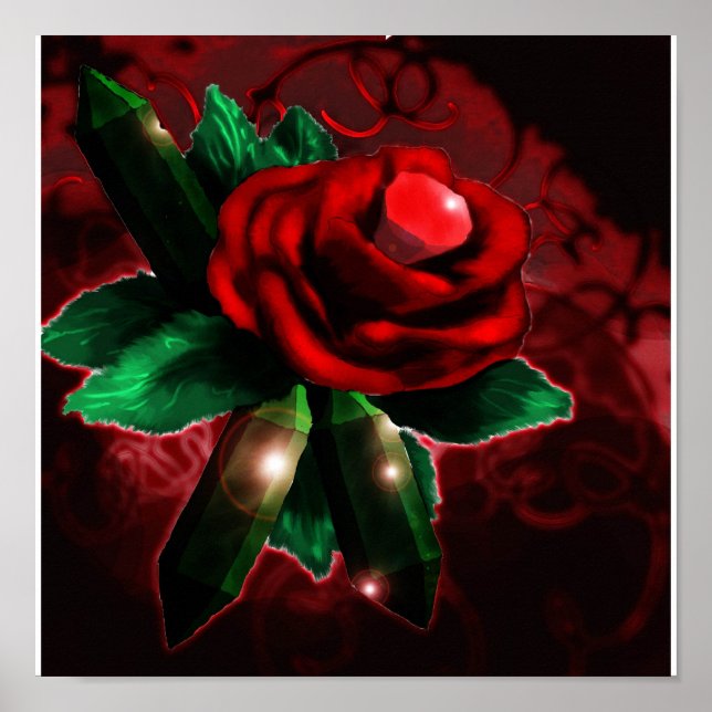 Poster Vermelho, Rosa vermelha (Frente)
