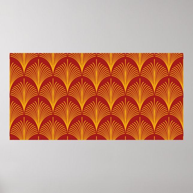 Poster Vermelho sem costura e arte de ouro deco paciock f (Frente)