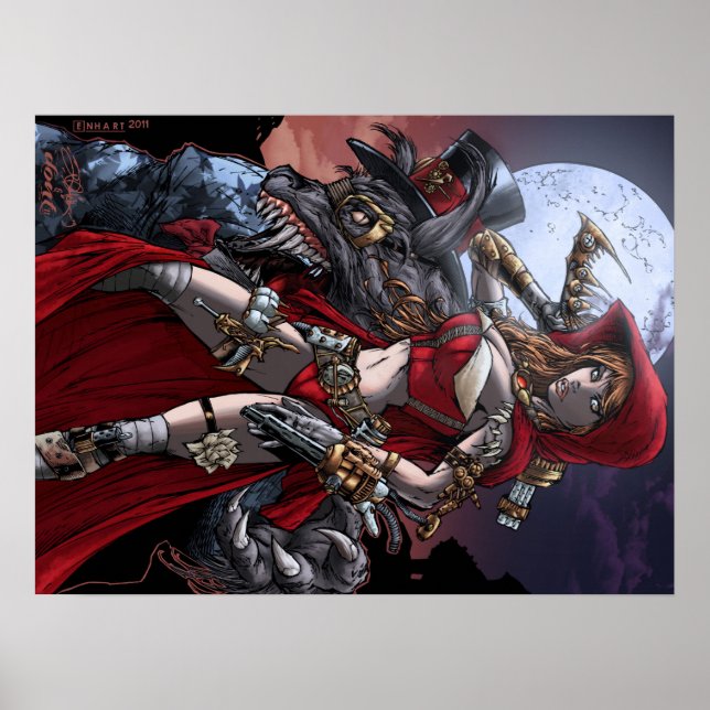 Póster Vermelho Steampunk (Frente)