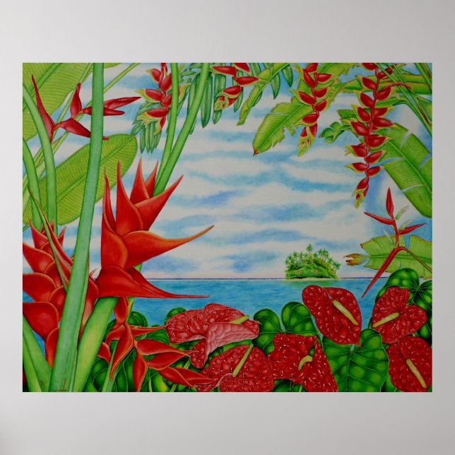 Póster Vermelho tropical (Frente)