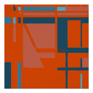 Póster Vermelho Turquesa Azul em Laranja Brilhante Aspect