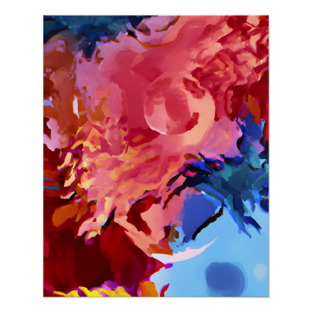Póster Vermelho Vibrante e Explosão de Chamas Abstratas A (Frente)