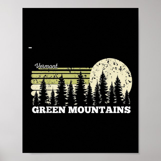 Poster Vermont Caminhada Montanhas Verdes Árvores Naturez (Frente)
