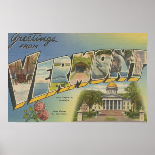 Poster Vermont (Capital Estatal/Flor) -