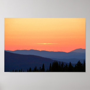 Póster Vermont Sunset Com Turbinas Eólicas