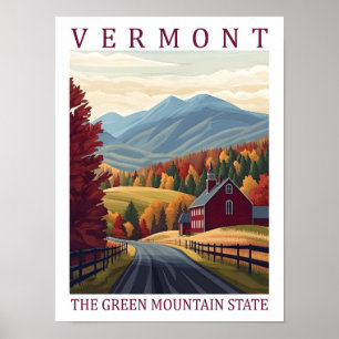 Poster Vermont the Green Mounains State USA Viagem Place