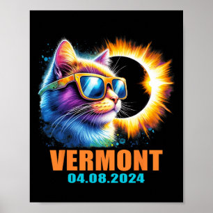 Poster Vermont Total Solar Eclipse 2024 Cat Solar Eclipse