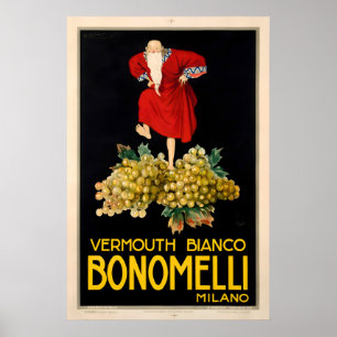 Poster Vermute Bianco Bonomelli Milano Vintage