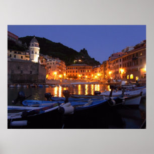 Póster Vernazza na noite