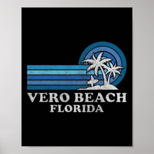 Poster Vero Beach Flórida Família Férias de Verão Vintage