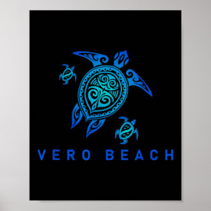 Poster Vero Beach Sea Blue Tribal