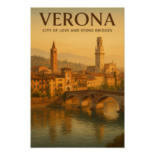 Póster Verona Cidade do Amor e Pontes de Pedra