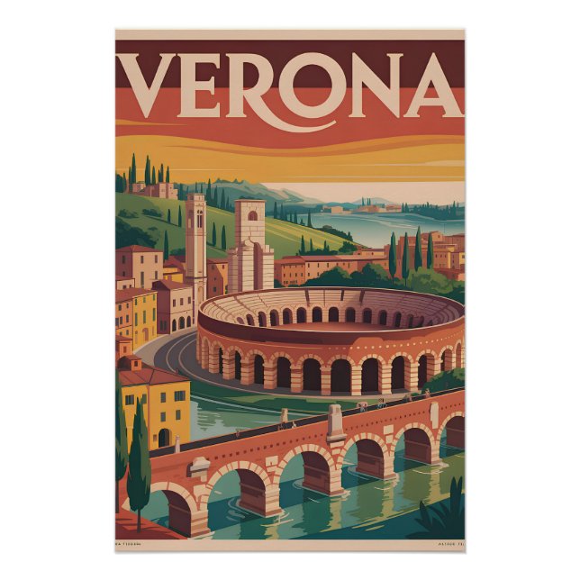 Póster Verona Itália vintage (Frente)
