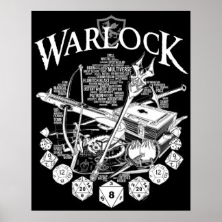 Poster Versão Branca de Warlock da Série RPG