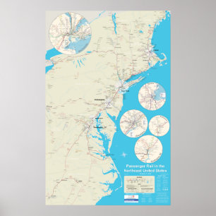 Poster Versão do nordeste 2,0 do mapa do trilho - 12 de