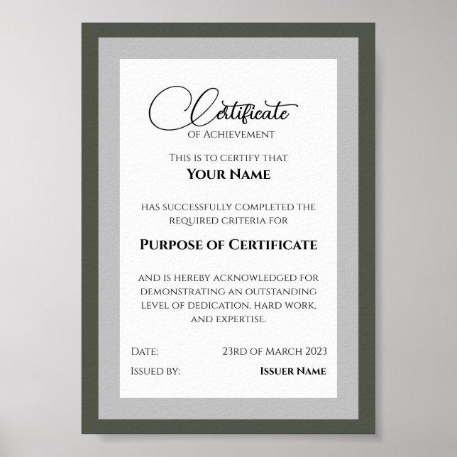 Poster Versatile Achievement Certificate Template (Frente)