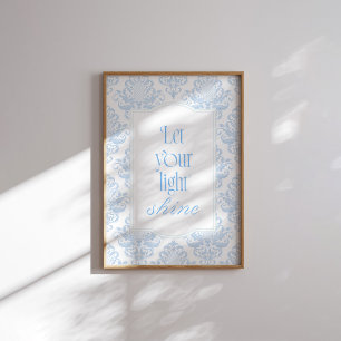 Poster Versículo Bíblico Azul Deixe Sua Luz Brilhar 