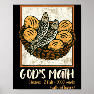 Poster Versículo Bíblico Cristão Jesus Peixes e Pães Vá