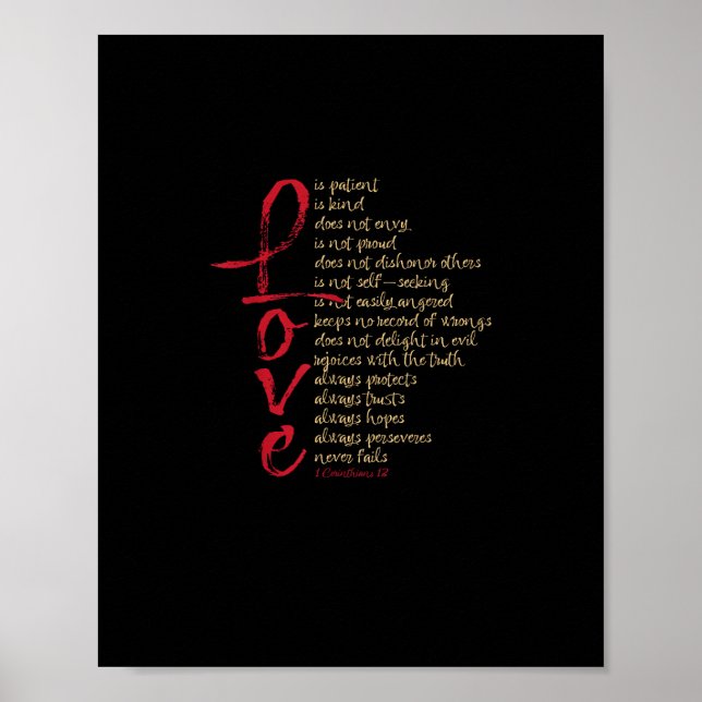Poster Versículo Bíblico do Corinthians O Amor é Paciente (Frente)