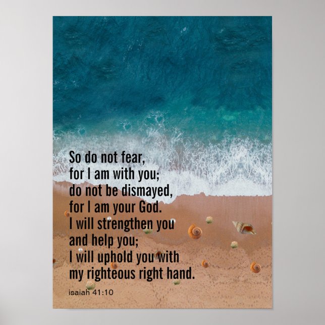 Poster Versículo Bíblico Inspirador Personalizado Praia (Frente)