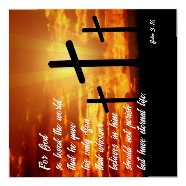 PÓSTER VERSÍCULO BÍBLICO MODERNO JOÃO 3:16 PRESENTE CRIST (Frente)