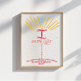 Poster Versículo da Bíblia Cristã Jesus João 8 12