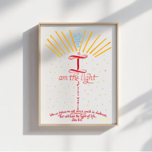 Poster Versículo da Bíblia Cristã Jesus João 8 12