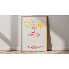 Poster Versículo da Bíblia Cristã Jesus João 8 12