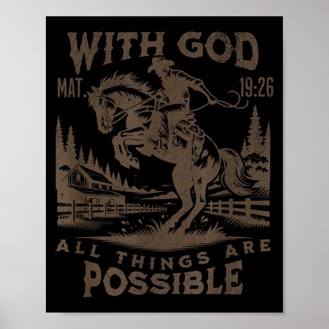 Poster Versículo da Bíblia do Cowboy Ocidental Jesus Para (Frente)