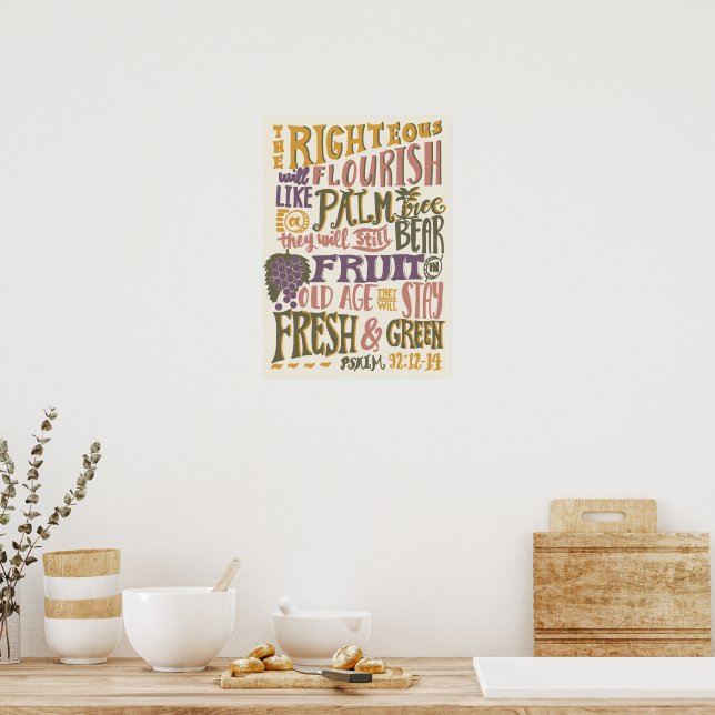 Poster Versículo da Bíblia do Salmo para Tempos de Envelh (Cozinha)