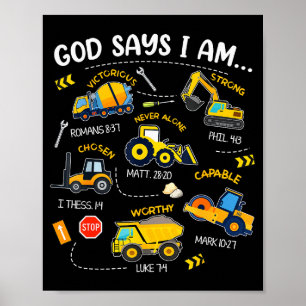 Poster Versículos da Bíblia Cristã Deus Diz Eu Sou Menino