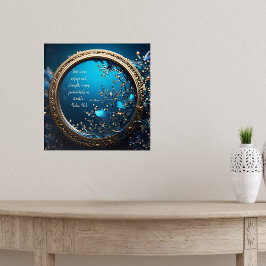 Poster Versículos da Bíblia em Moldura Azul e Dourado Bri
