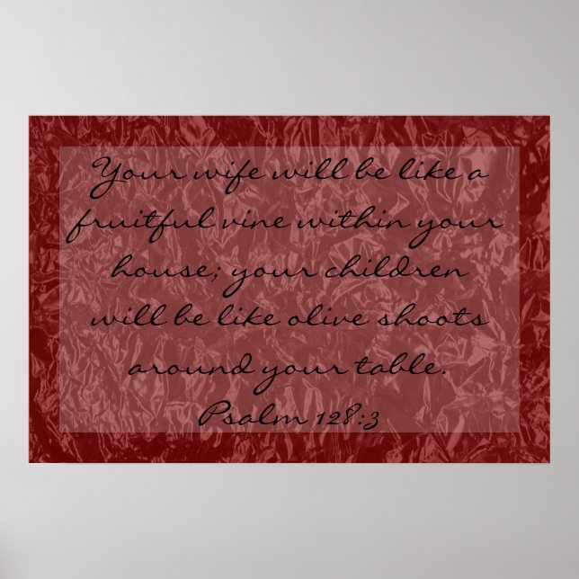 Póster Verso bíblia sobre a família Salm 128:3 (Frente)