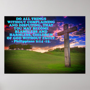 Poster Verso da bíblia do 2:14 dos Philippians - 15.