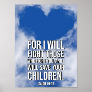 Poster Verso da bíblia do 49:25 de Isaiah