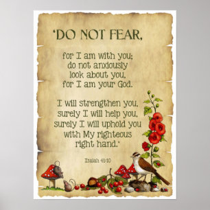 Poster Verso da bíblia: O 41:10 de Isaiah, não teme, ar