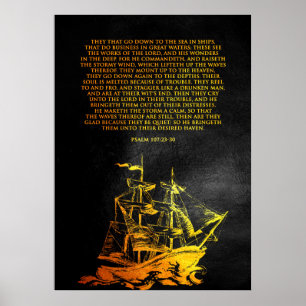 Poster Verso da Bíblia Psalm 107:23-30