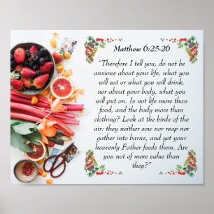 Poster Verso de bíblia inspiracional de Matthew 6:25