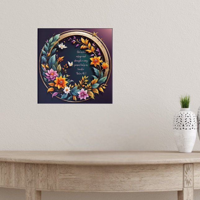 Poster Versões de Bíblia de Quadro Floral de Fundo Escuro (Criador carregado)